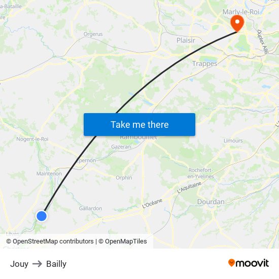 Jouy to Bailly map