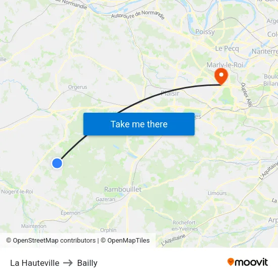 La Hauteville to Bailly map