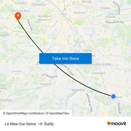 Le Mee-Sur-Seine to Bailly map