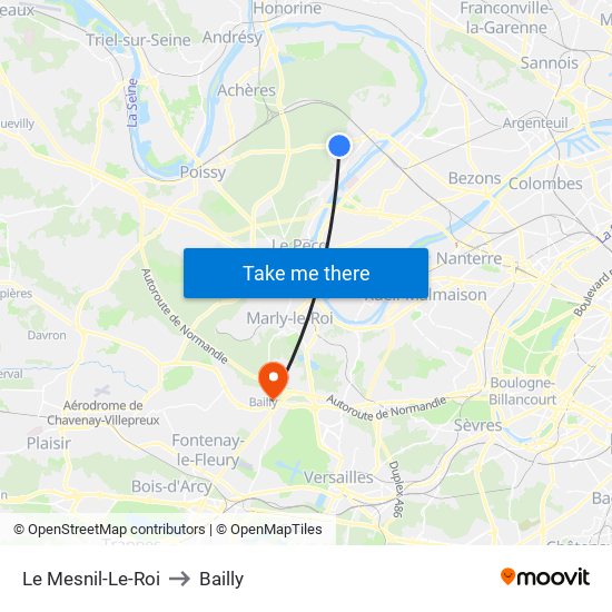 Le Mesnil-Le-Roi to Bailly map