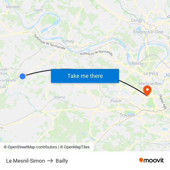Le Mesnil-Simon to Bailly map
