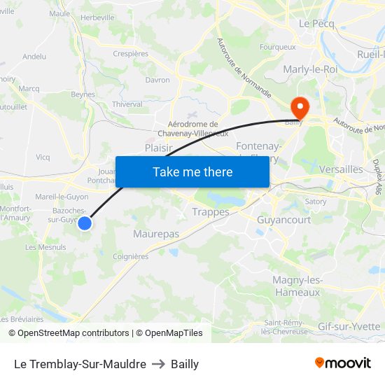 Le Tremblay-Sur-Mauldre to Bailly map