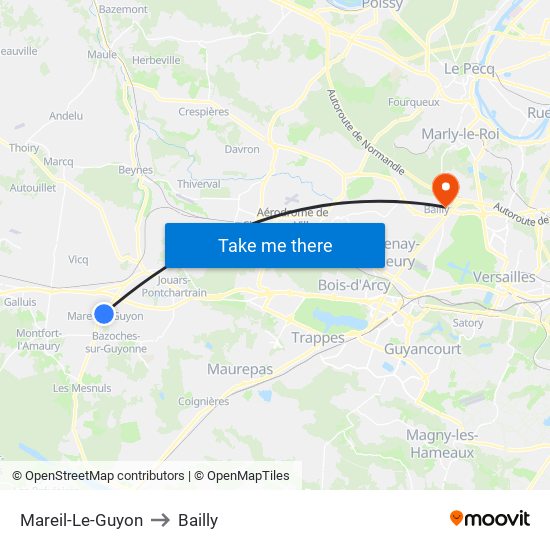 Mareil-Le-Guyon to Bailly map