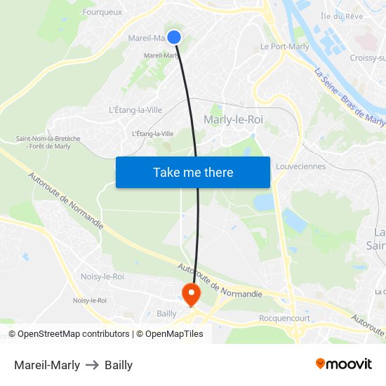 Mareil-Marly to Bailly map