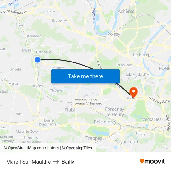 Mareil-Sur-Mauldre to Bailly map