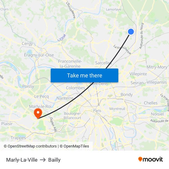 Marly-La-Ville to Bailly map