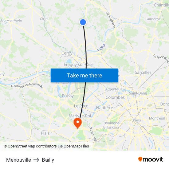 Menouville to Bailly map