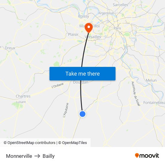 Monnerville to Bailly map