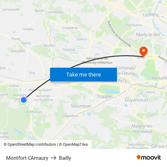 Montfort-L'Amaury to Bailly map