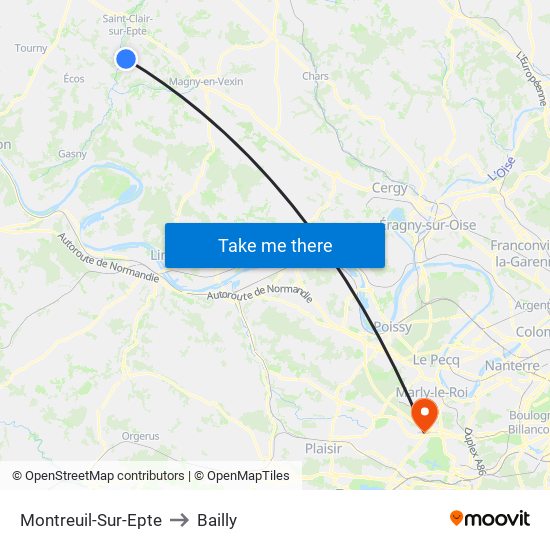 Montreuil-Sur-Epte to Bailly map