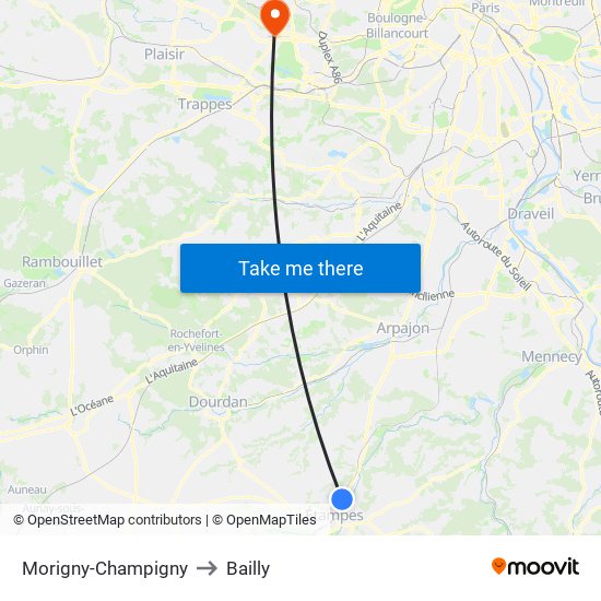 Morigny-Champigny to Bailly map