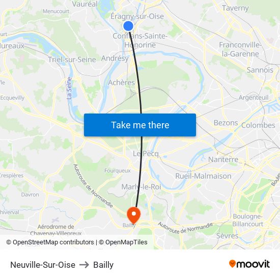 Neuville-Sur-Oise to Bailly map