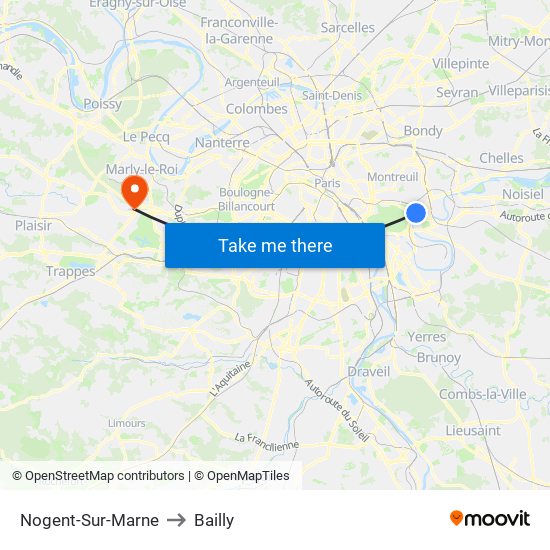 Nogent-Sur-Marne to Bailly map