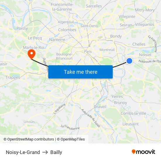 Noisy-Le-Grand to Bailly map