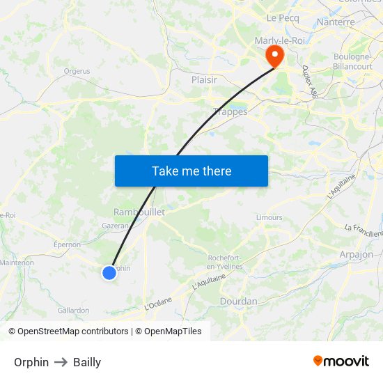 Orphin to Bailly map