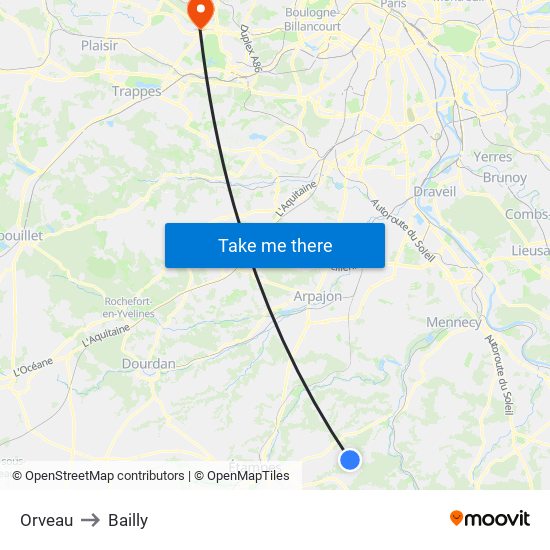 Orveau to Bailly map