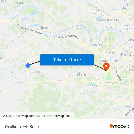 Orvilliers to Bailly map