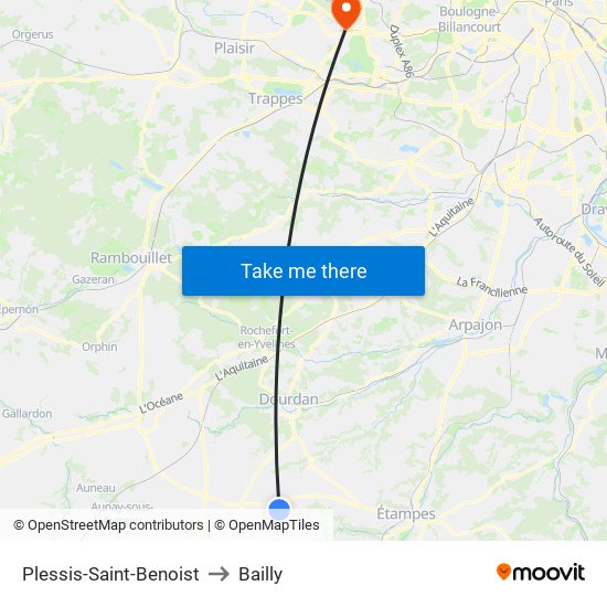 Plessis-Saint-Benoist to Bailly map
