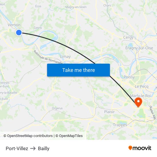 Port-Villez to Bailly map