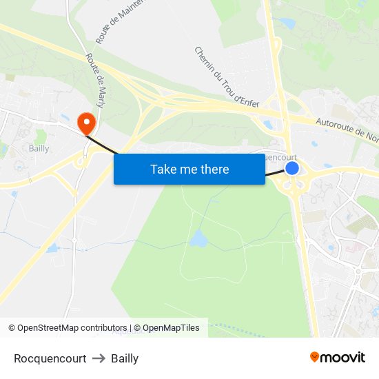 Rocquencourt to Bailly map