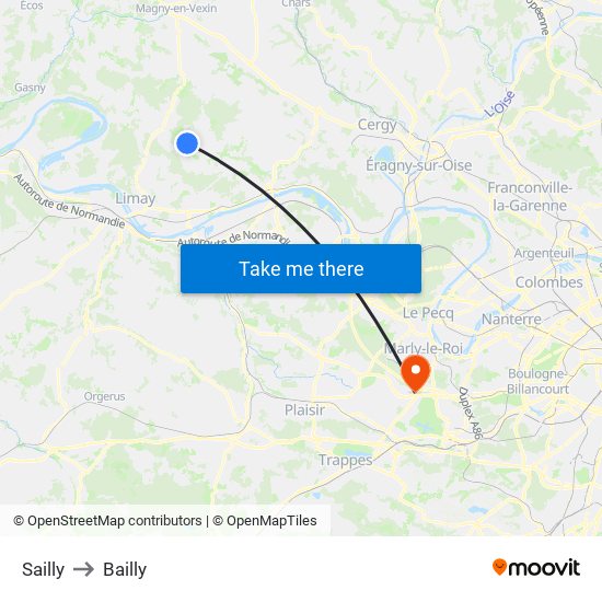 Sailly to Bailly map