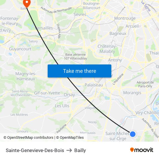 Sainte-Genevieve-Des-Bois to Bailly map