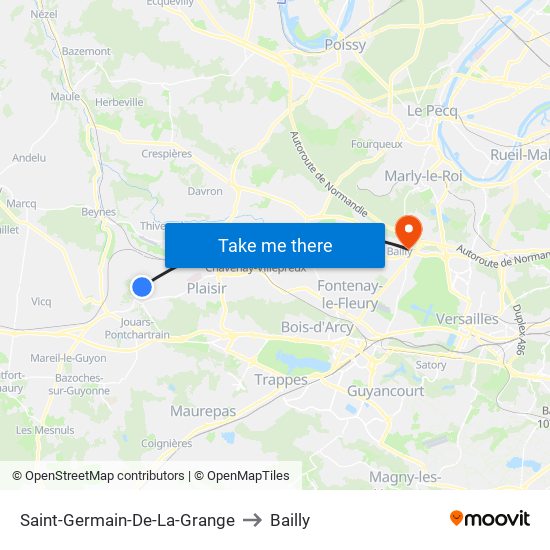 Saint-Germain-De-La-Grange to Bailly map