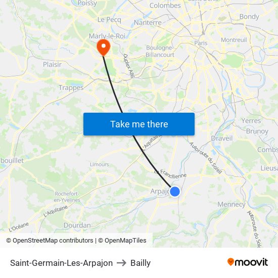 Saint-Germain-Les-Arpajon to Bailly map