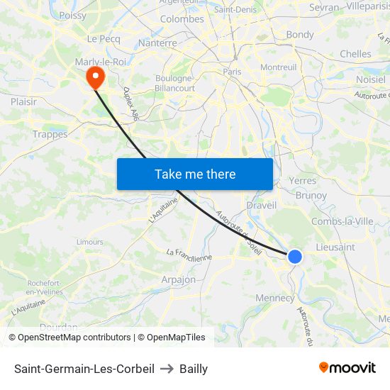 Saint-Germain-Les-Corbeil to Bailly map