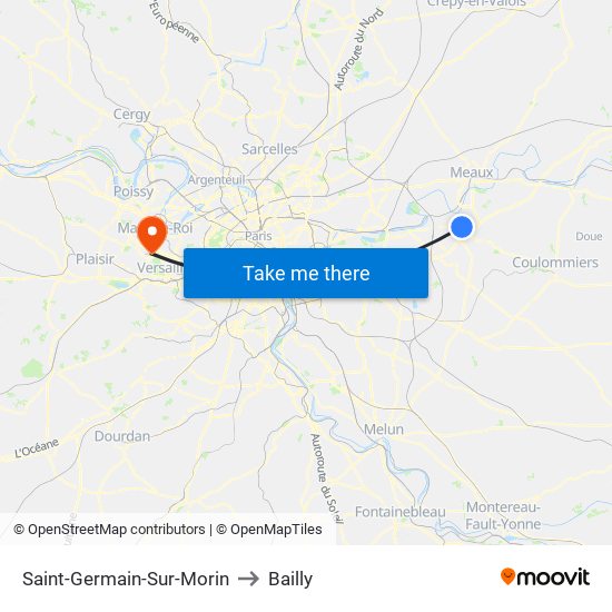 Saint-Germain-Sur-Morin to Bailly map