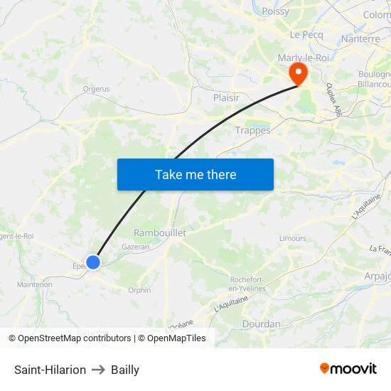 Saint-Hilarion to Bailly map