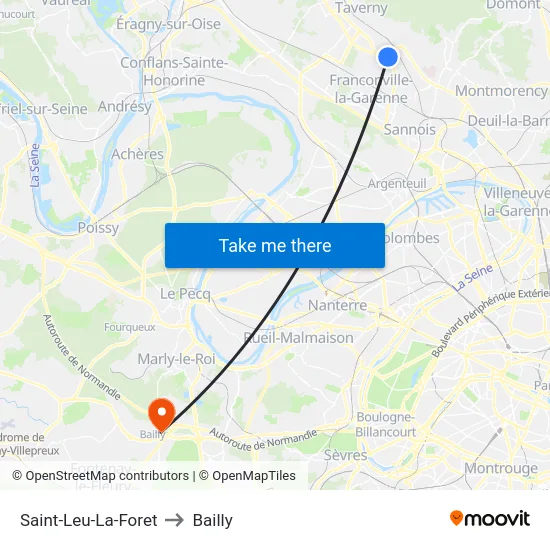 Saint-Leu-La-Foret to Bailly map