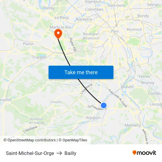 Saint-Michel-Sur-Orge to Bailly map