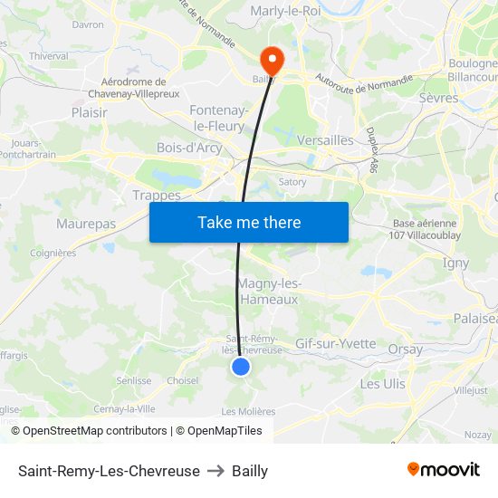 Saint-Remy-Les-Chevreuse to Bailly map