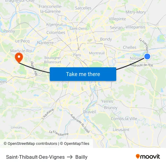 Saint-Thibault-Des-Vignes to Bailly map