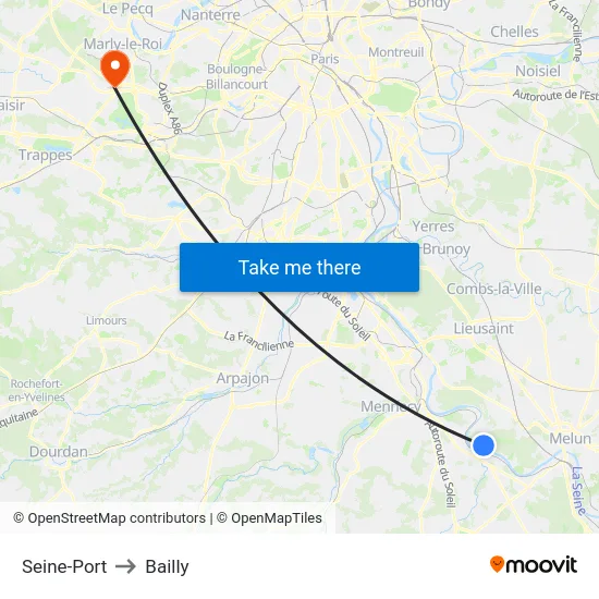 Seine-Port to Bailly map