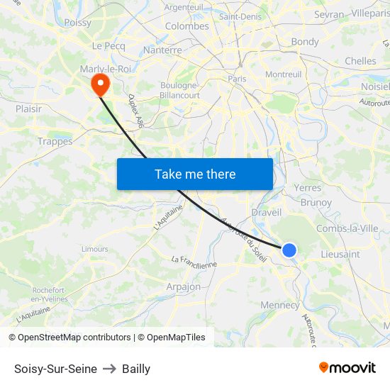 Soisy-Sur-Seine to Bailly map