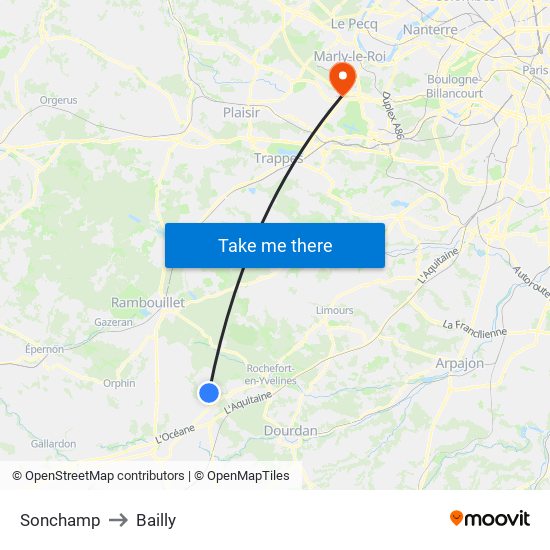 Sonchamp to Bailly map
