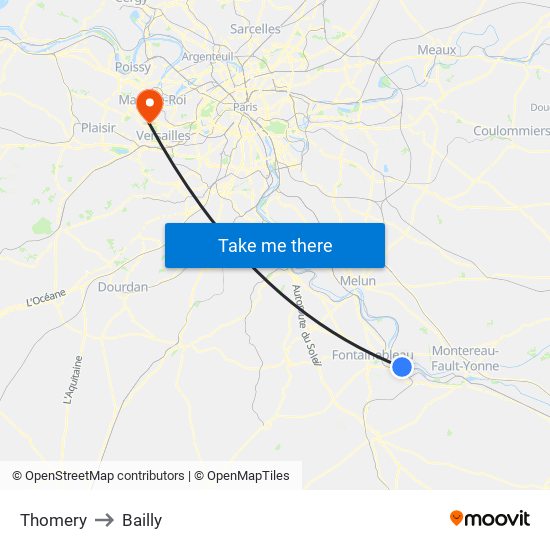 Thomery to Bailly map