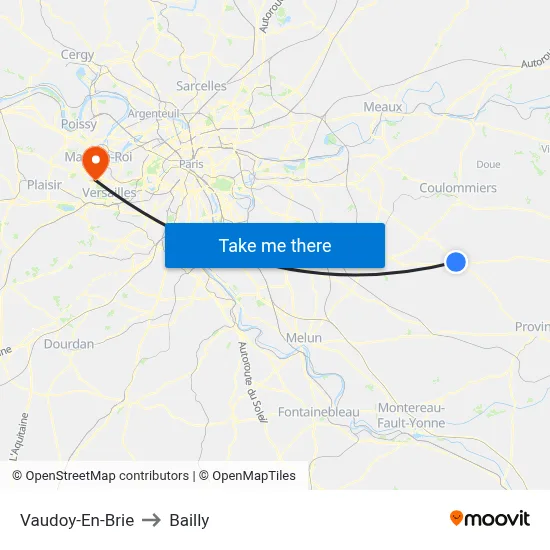 Vaudoy-En-Brie to Bailly map