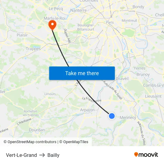 Vert-Le-Grand to Bailly map