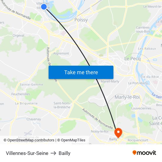 Villennes-Sur-Seine to Bailly map