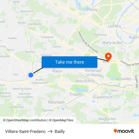 Villiers-Saint-Frederic to Bailly map