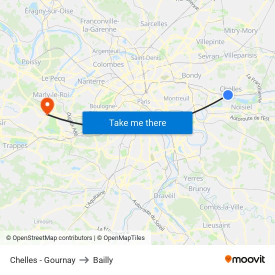 Chelles - Gournay to Bailly map