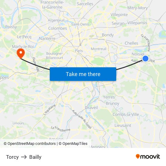 Torcy to Bailly map