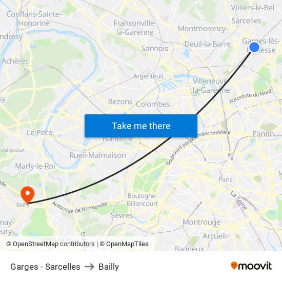 Garges - Sarcelles to Bailly map