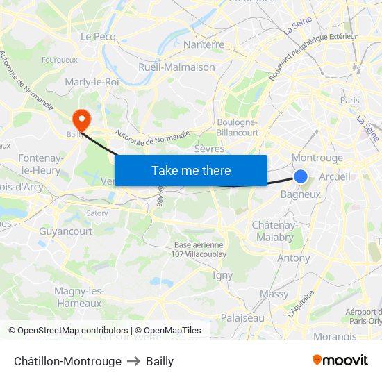 Châtillon-Montrouge to Bailly map