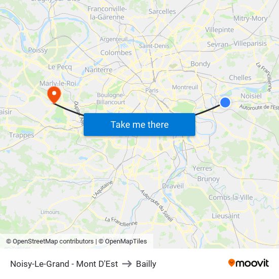 Noisy-Le-Grand - Mont D'Est to Bailly map