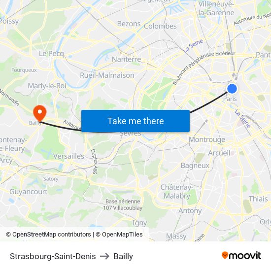 Strasbourg-Saint-Denis to Bailly map