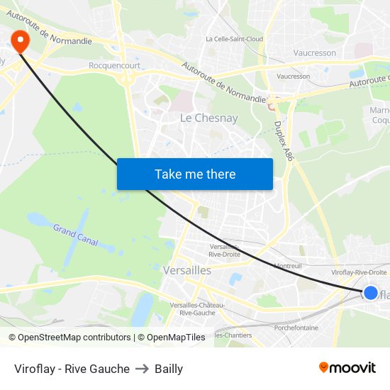 Viroflay - Rive Gauche to Bailly map